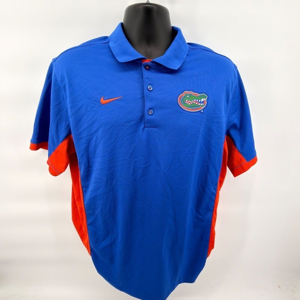 Nike Florida Gators Dri-FIT Polo Shirt Men's Large Blue Orange Performance Golf